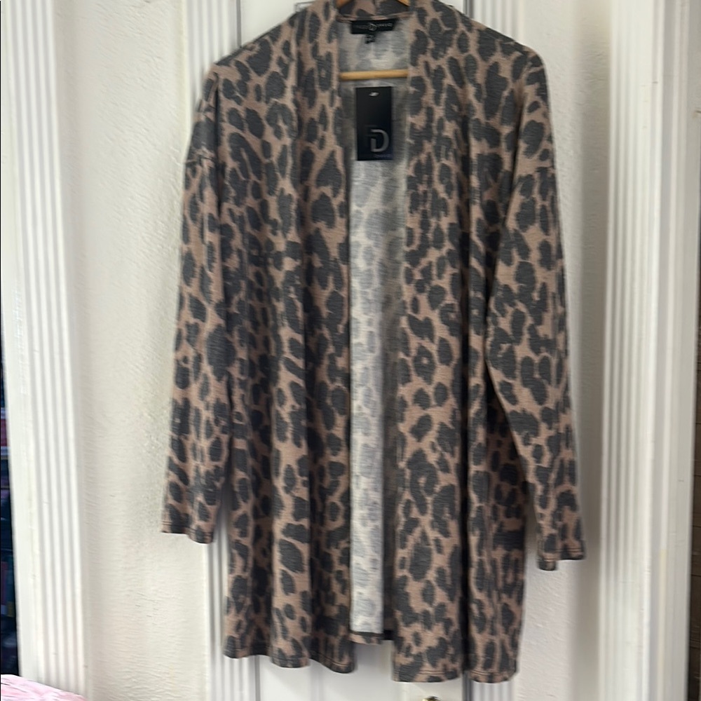 Leopard Print Open Front Cardigan